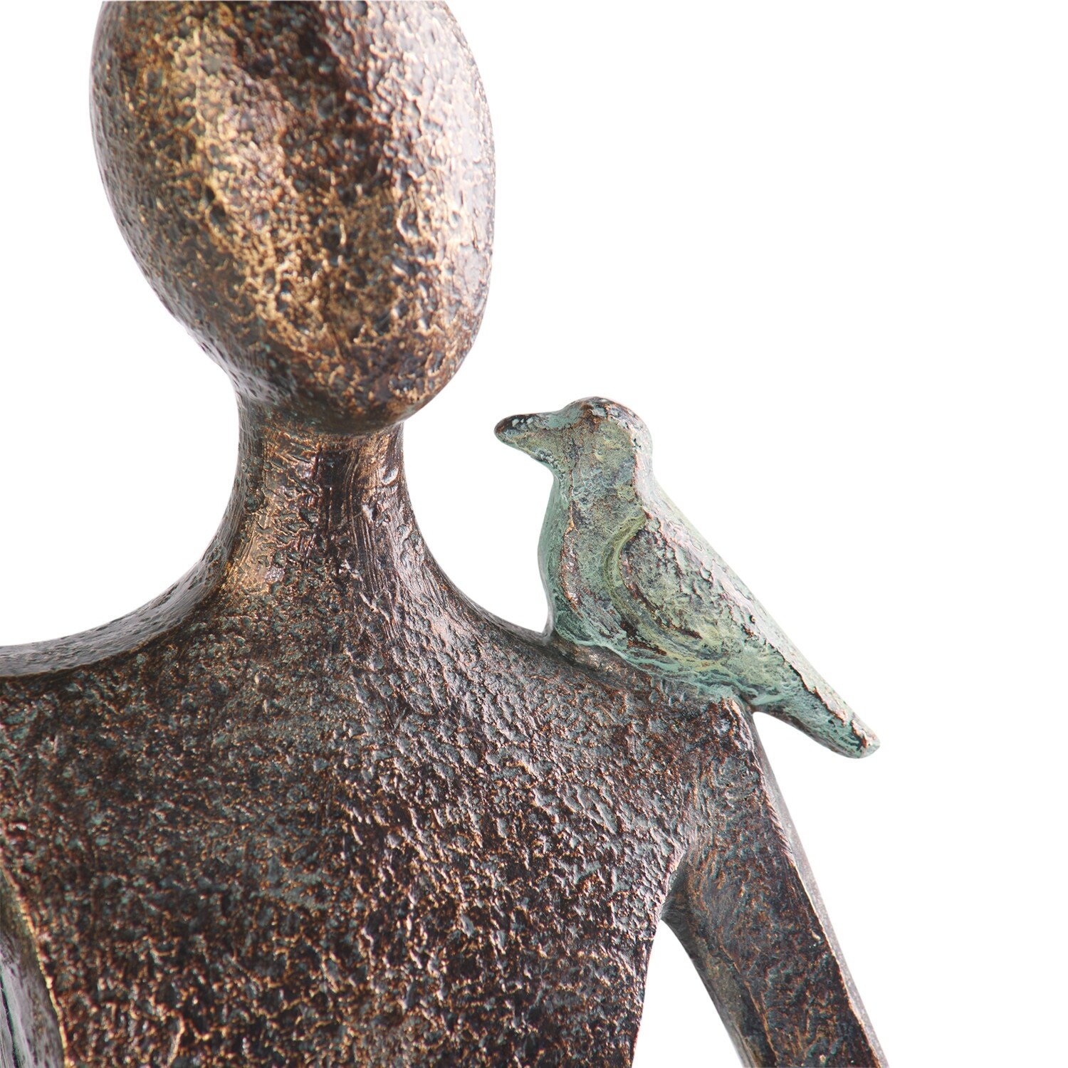 Shop Art Artifact Zen Woman With Bird Sculpture Indoor Outdoor