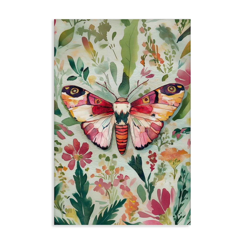 Stupell Butterfly over Abstract Flowers Canvas Wall Art Design By The Dutch Lady
