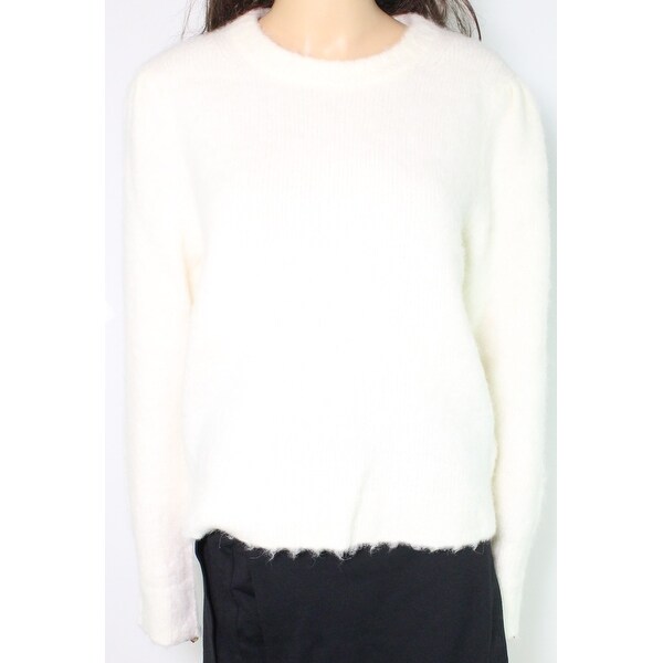 j crew puff sleeve fuzzy crewneck sweater