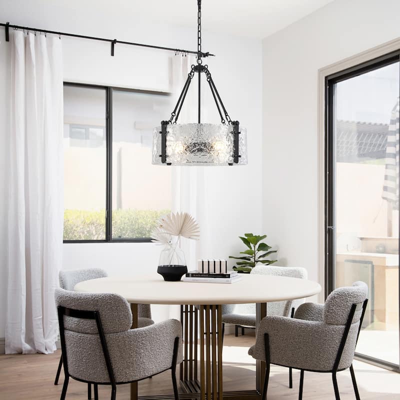 4-Light Classic Hanging Linear Chandelier Lighting Fixture with Glass Cover for Dining Room Kitchen Island