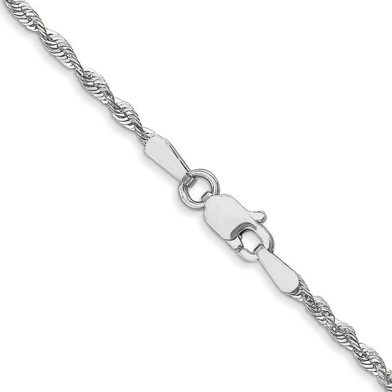 Curata 10k White Gold 1.8mm Diamond Cut Lightweight Rope Chain Necklace For Men