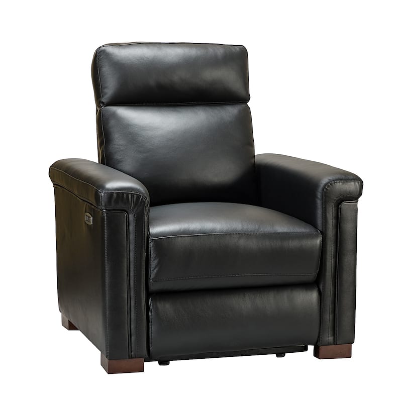 Alicia 34.65" Wide Contemporary Classic Genuine Leather Power Recliner With USB Port, Set of 2