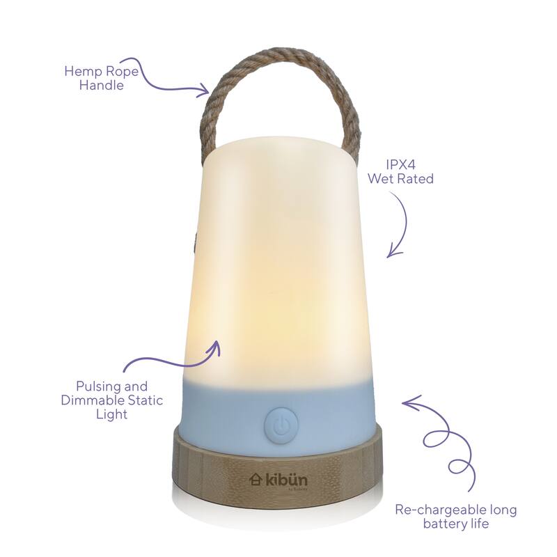 Kibun by Bulbrite Groove Cordless LED Outdoor Table Lamp with Dimmer, Built-in Rechargeable Battery, 3-Level Brightness, White