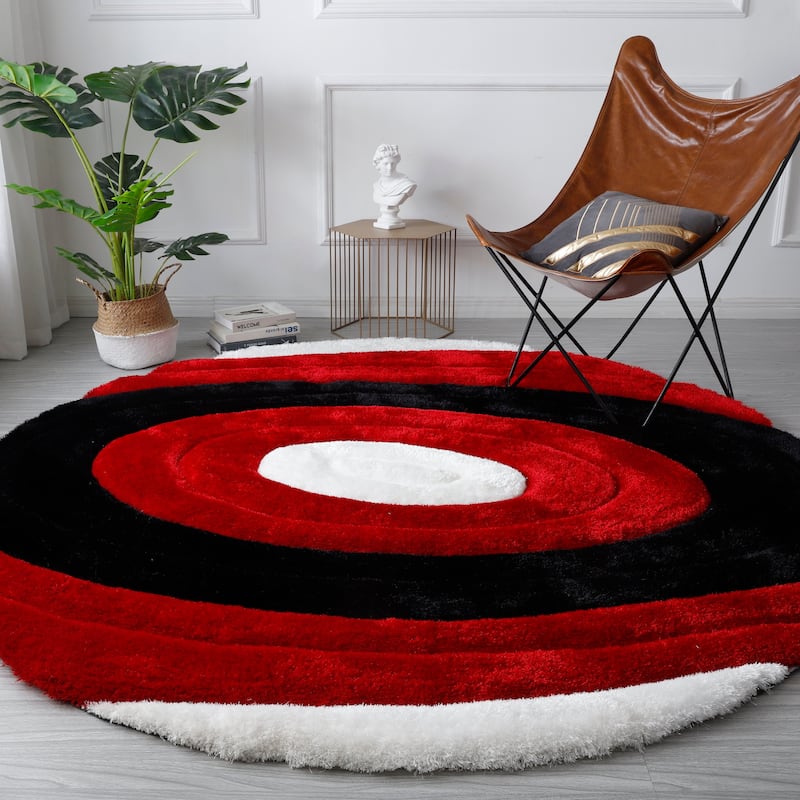 Mateos Shag Collection Red/Black Area Rug