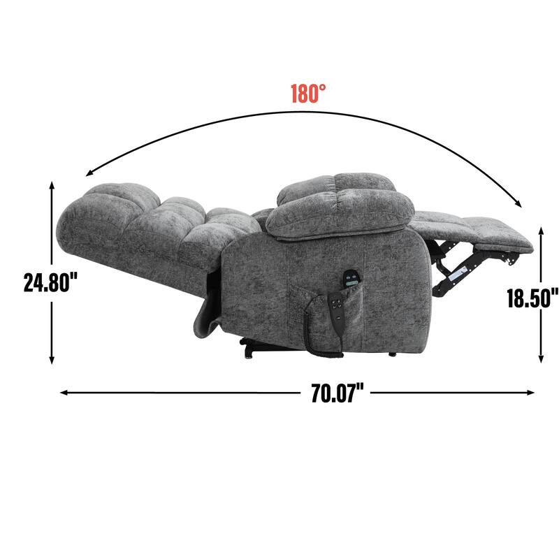 Oversized Dual Motors Infinite Position Power Lift Recliner with 8 Point Massage and Lumbar Heating, Power Remote