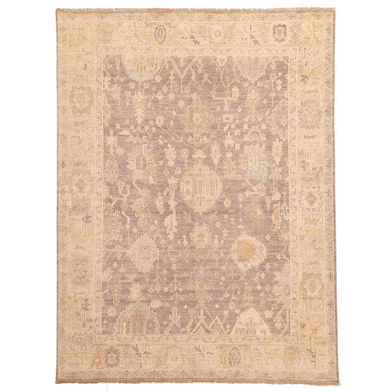ECARPETGALLERY Hand-knotted Kavya Oushak Dark Grey, Taupe Wool Rug - 8'10 x 10'10