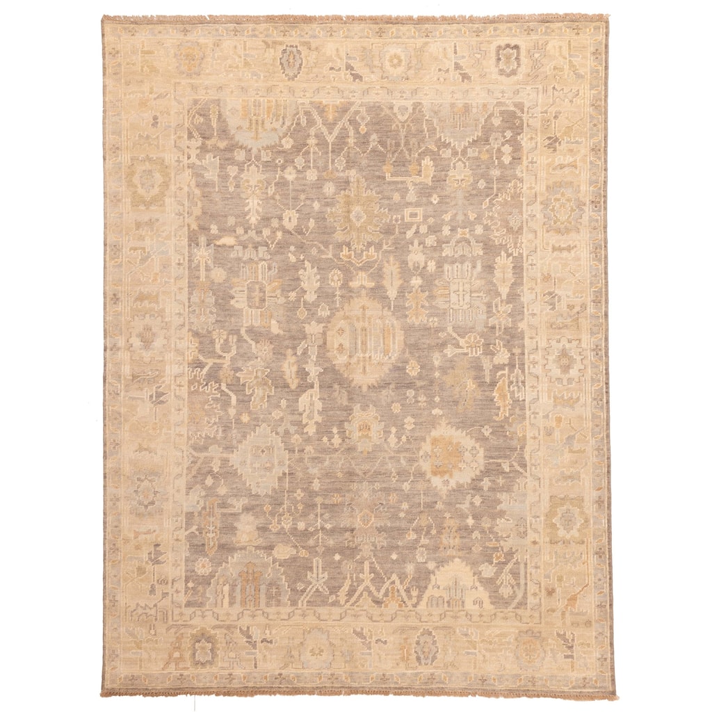 ECARPETGALLERY Hand-knotted Kavya Oushak Dark Grey, Taupe Wool Rug - 8'10 x 10'10