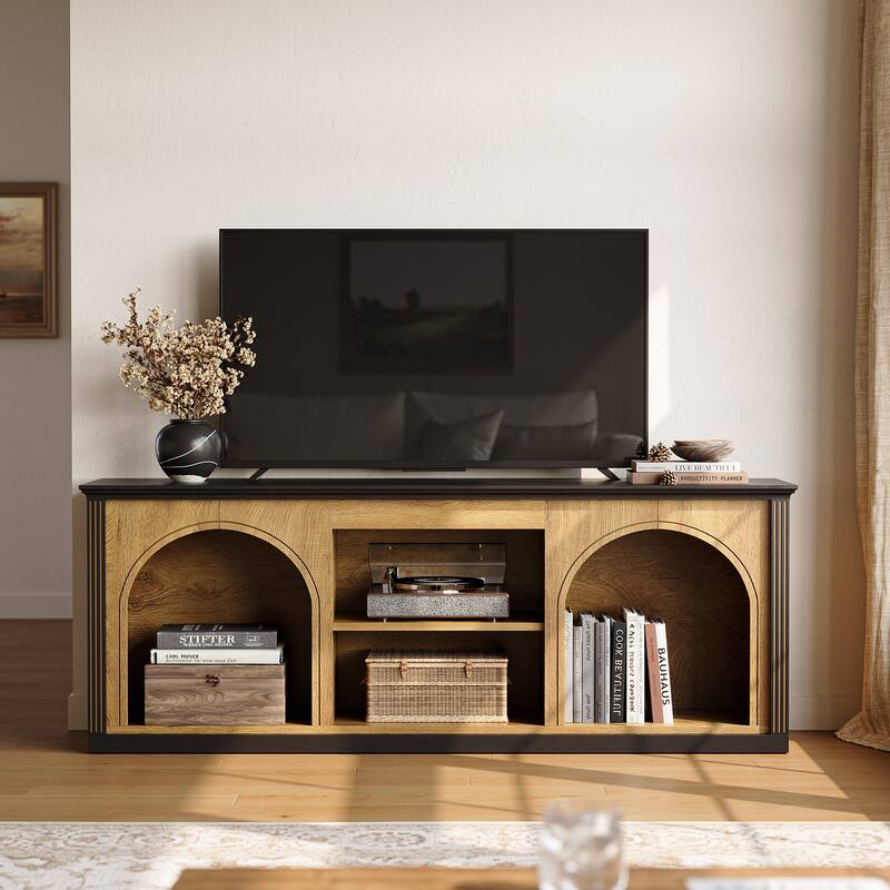 TV Stand for 65 inch TV, Entertainment Center with Arched Shelves