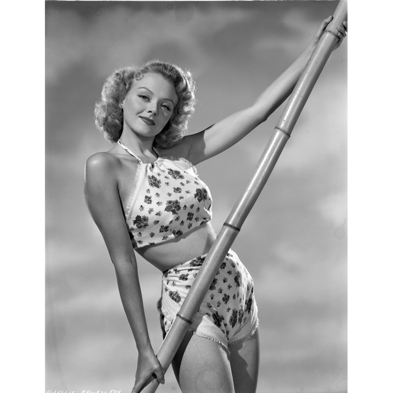 Shop Leslie Brooks Posed In Floral Swimwear Photo Print Overstock 25468479