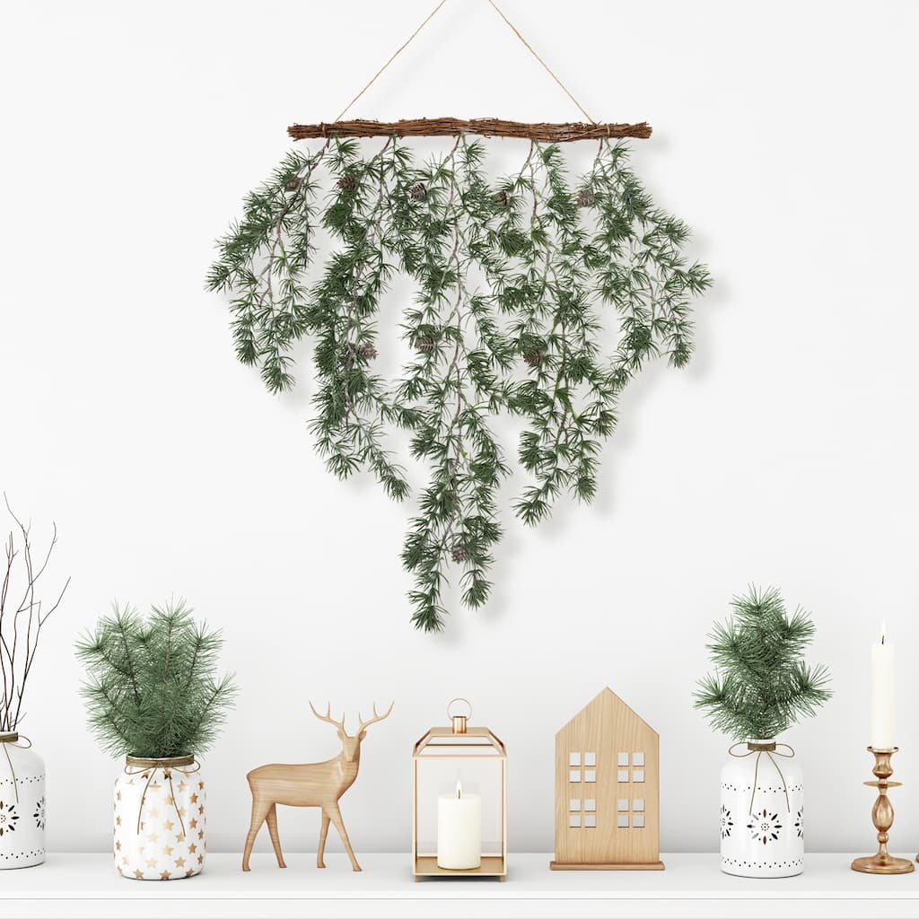 Pine Sprigs with Pine Cones Christmas Swag Wall Hanging- 27.5"