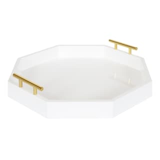 Kate and Laurel Lipton Octagon Decorative Tray with Metal Handles