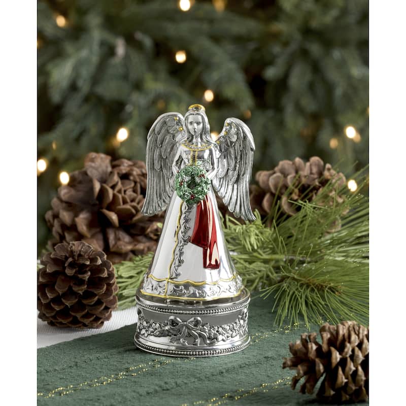 Reed And Barton Vintage Christmas Musical Angel Silverplate Figurine, Silent Night - 3.125" Round