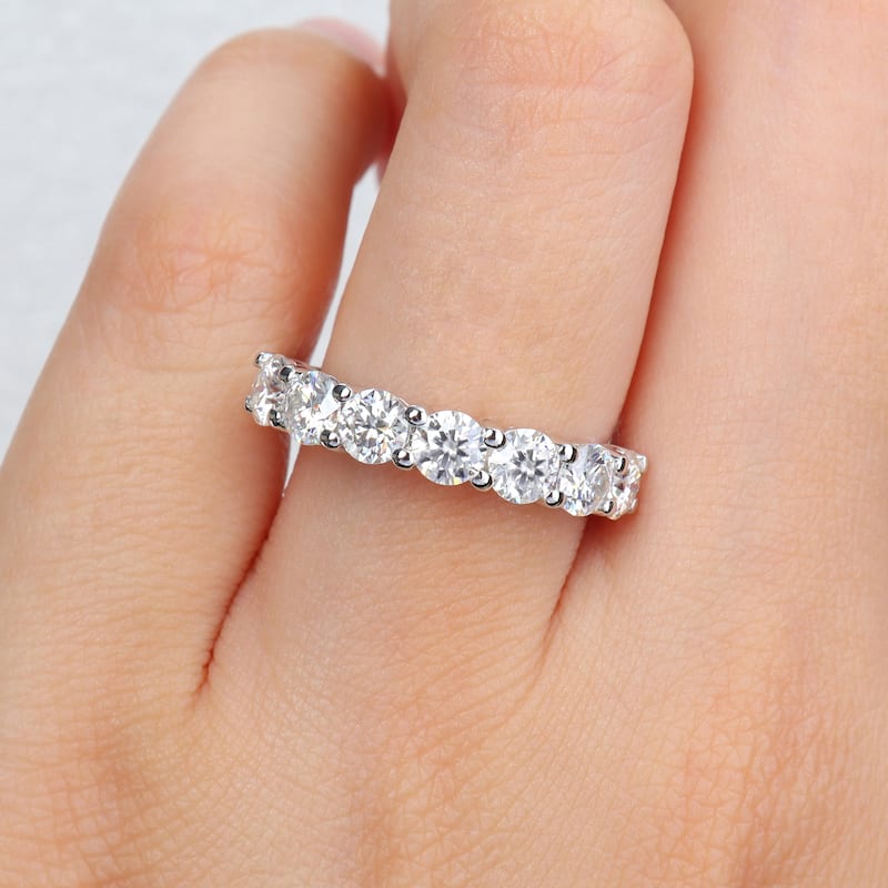 Miadora 1 3/4ct DEW Created Moissanite Anniversary Band in Sterling Silver