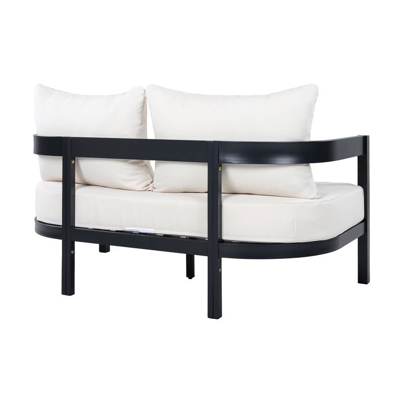 Christopher Knight Home - Modern 5-Piece Outdoor Aluminum Patio Conversation Set with Oval Glass Coffee Table & Cushions