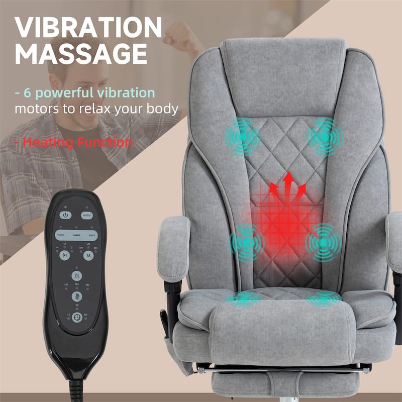 Adjustable Massage Office Chair Heated Reclining w/ 6 Vibration Points