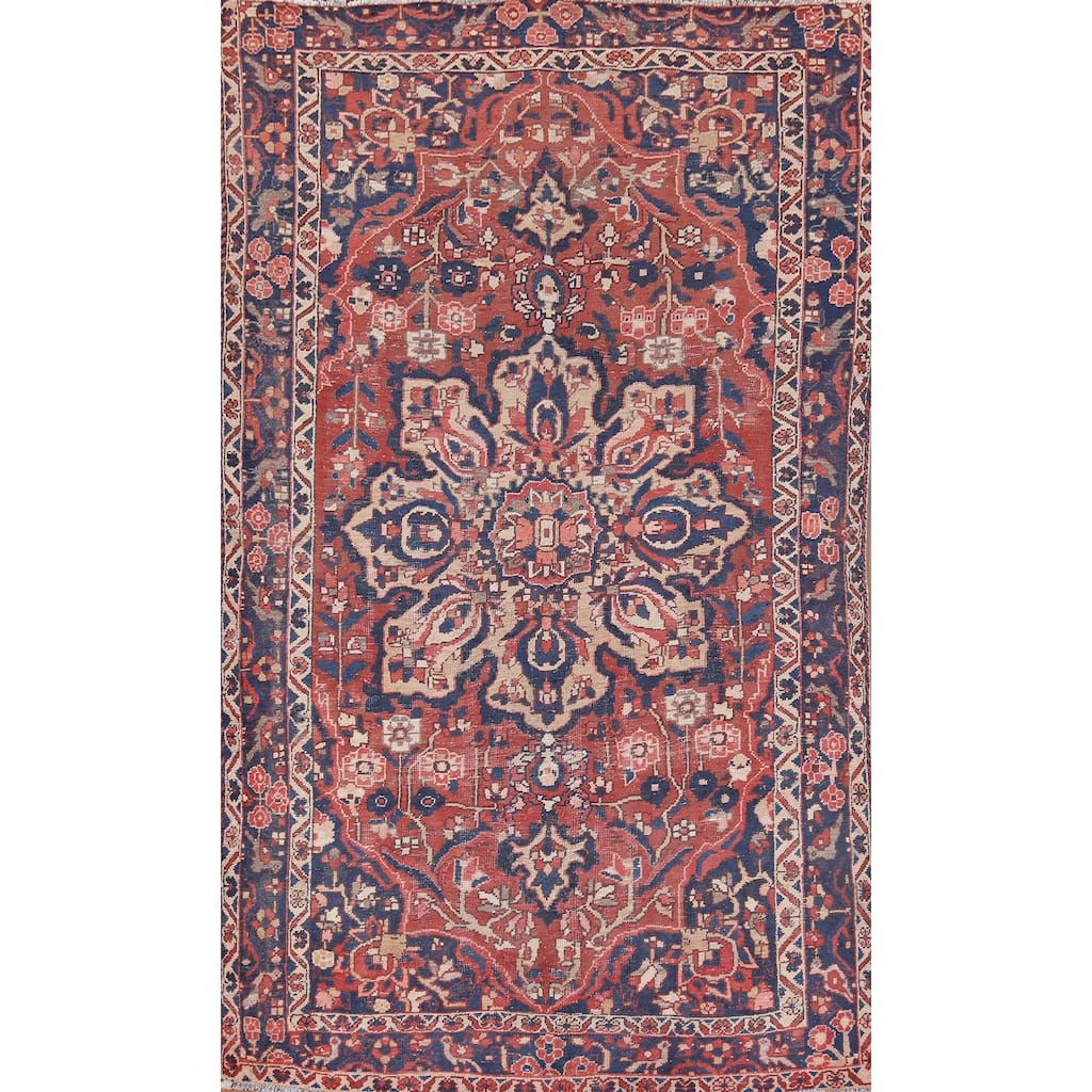 Floral Distressed Bakhtiari Persian Vintage Rug Handmade Wool Carpet - 5'6" x 8'8"