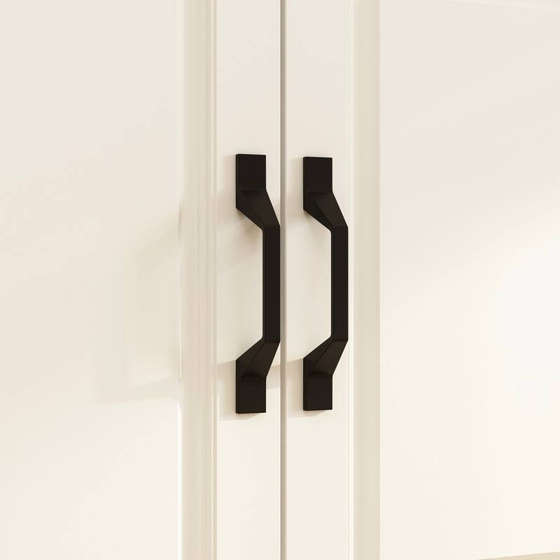 78.7" Large Combo Storage Cabinet Display Bookcase Glass Doors Pantry