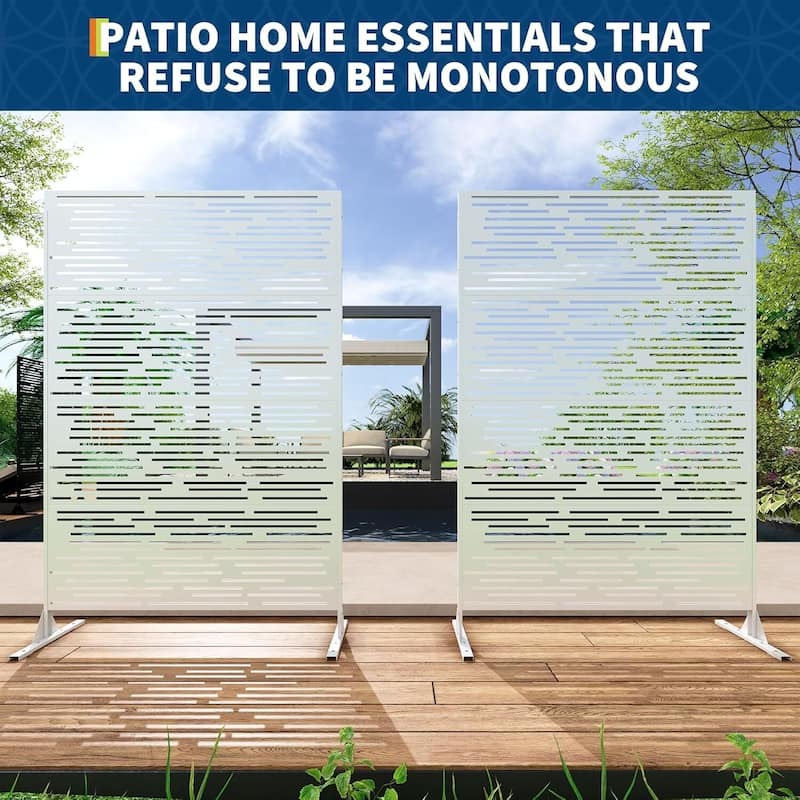 72 in Freestanding Decorative Metal Garden Fence, Privacy Screen Panel for Divider Deck Porch Garden, 1 PC