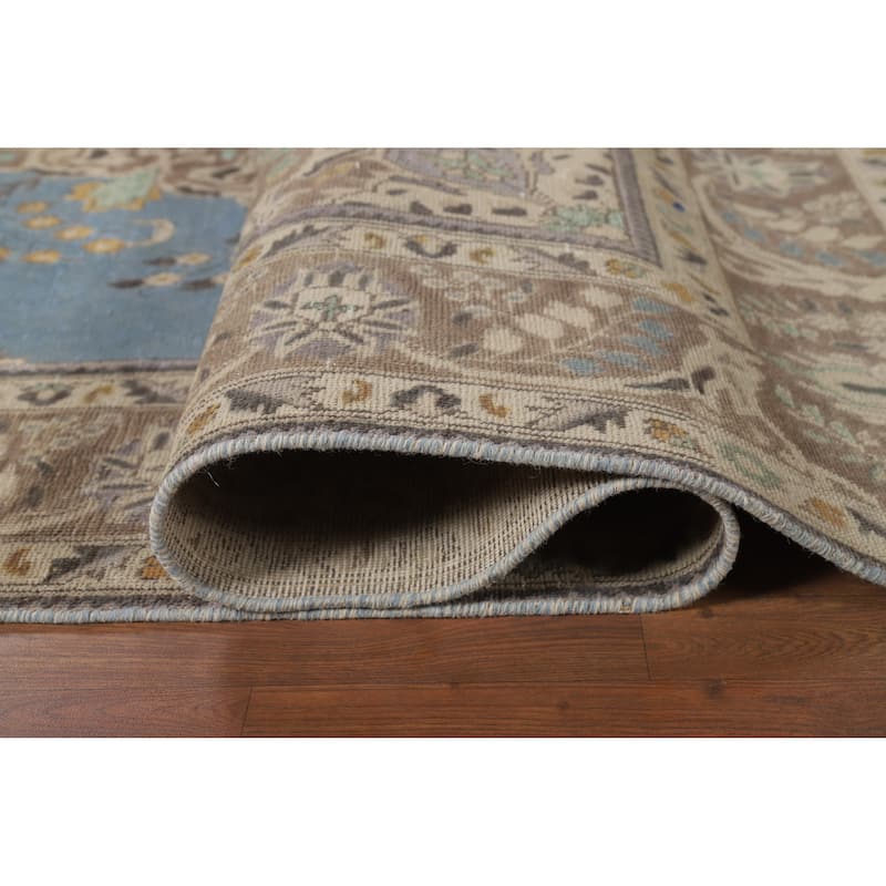 Blue Tabriz Persian Vintage Area Rug Handmade Bedroom Wool Carpet - 8'1" x 11'4"