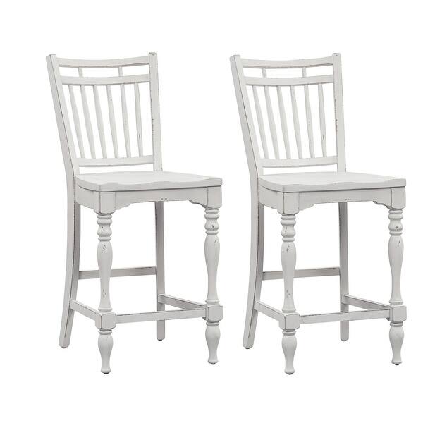 Shop Magnolia Manor Antique White Spindle Back Counter Chairs Set Of 2 Overstock 28565417