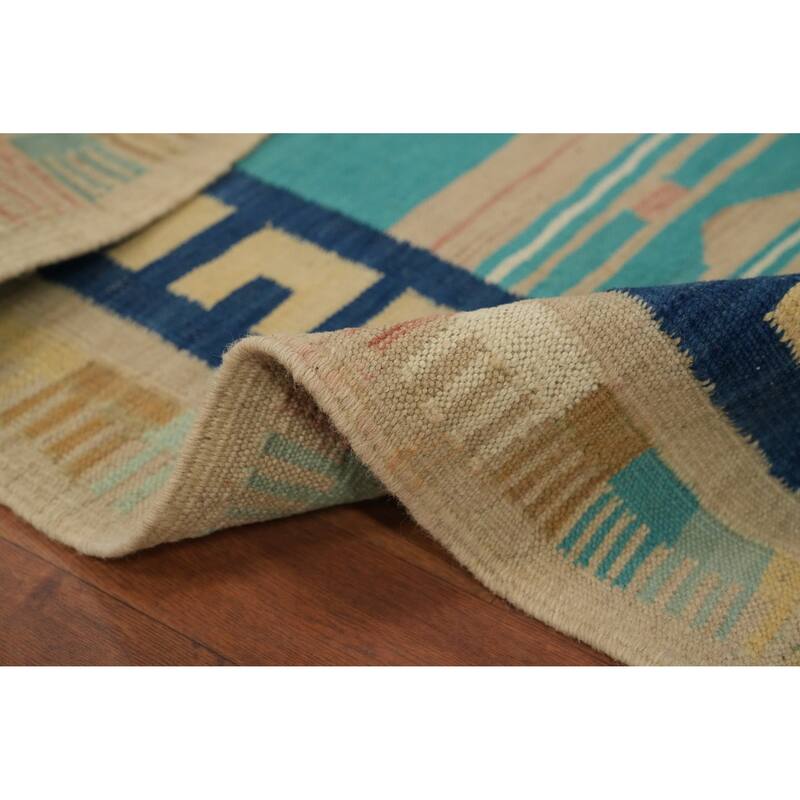 Hand Woven Oriental 100% Wool Carpet Southwestern Tribal Multi-Colored Kilim Area Rug - 6' 2'' X 4' 11''
