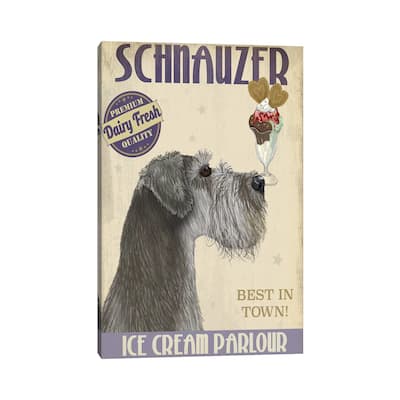 iCanvas "Schnauzer, Grey, Ice Cream" by Fab Funky Canvas Print
