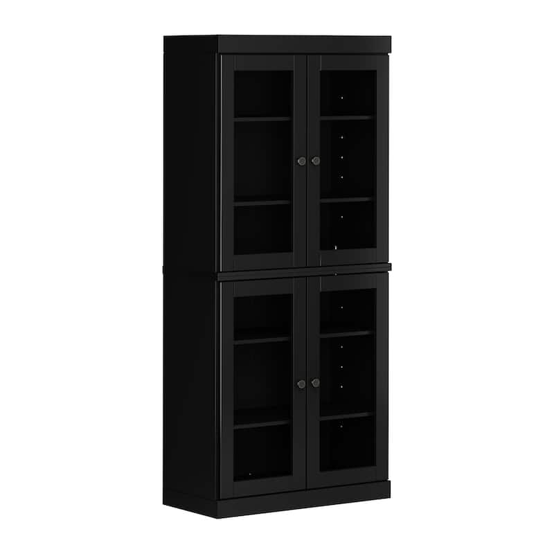 Palace Imports 100% Solid Wood Pantry Cabinet with Frosted, Clear Glass or Solid Doors and Adjustable Shelves