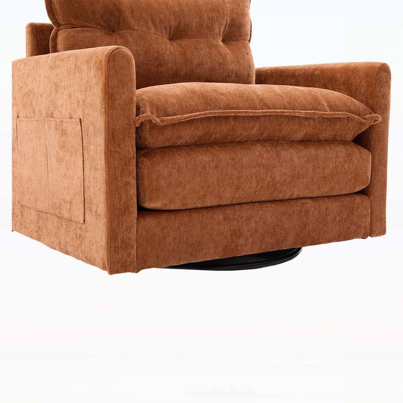 Mid Century Swivel Barrel Chair with Thick Padded Seat