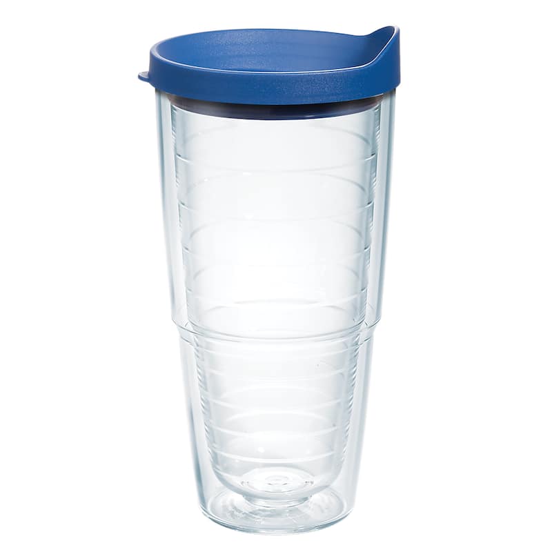 Tervis Clear & Colorful Lidded Made in USA Double Walled Insulated Travel Tumbler, Blue Lid