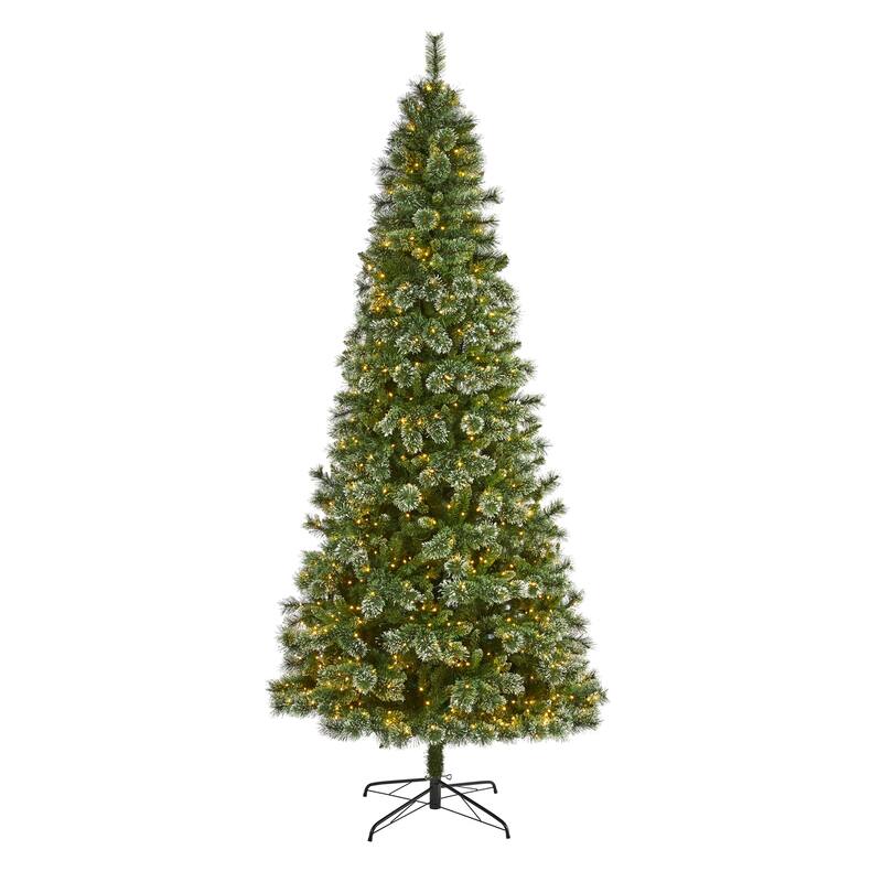 9’ Wisconsin Slim Snow Tip Pine Artificial Christmas Tree, Clear LED - 9 Foot