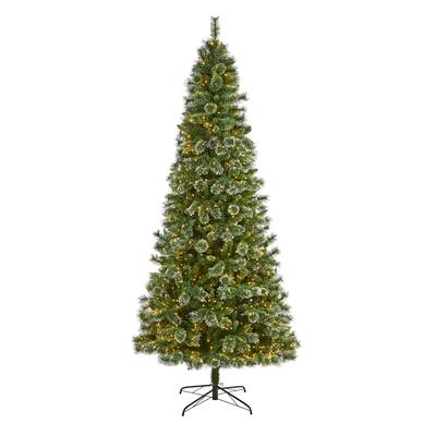 9’ Wisconsin Slim Snow Tip Pine Artificial Christmas Tree, Clear LED - 9 Foot