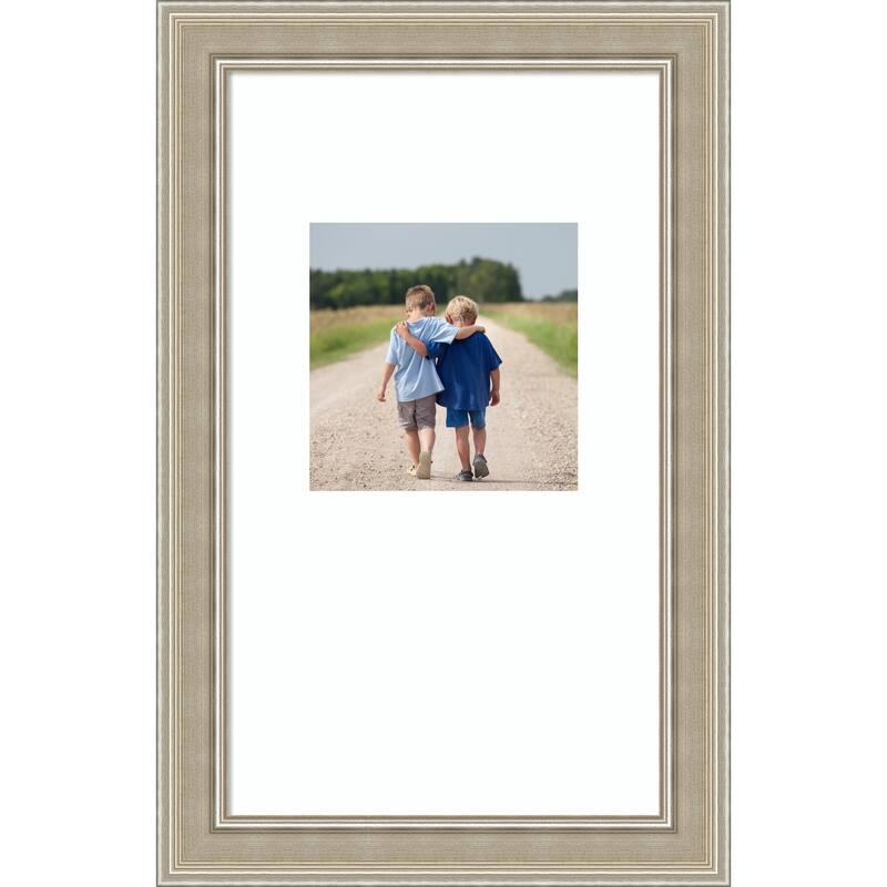 Mezzo Silver Framed Picture Frame, Photo Frame - 13x22 Matted White 8x8