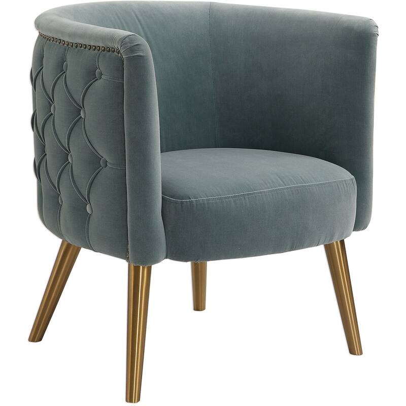 Uttermost Haider 27-3/4" Wide Iron and Fabric Armless Accent Chair - Dusty Cornflower