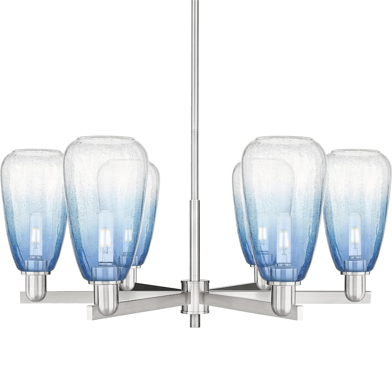Innovations Lighting 716-6CR-14-24 Brookhaven Almond Chandelier - Satin Nickel / Sapphire Blue