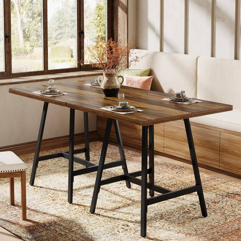 31.1" Square Industrial High Top Bar Pub Table, Small Kitchen Dining Table - 31.1" W × 31.1" D × 35.43" H