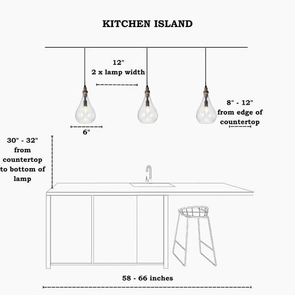 dimension image slide 2 of 4, Marro Modern Farmhouse 6" Mini 1-Light Pendant Seeded Glass Teardrop Islands Lights Kitchen Dining Room