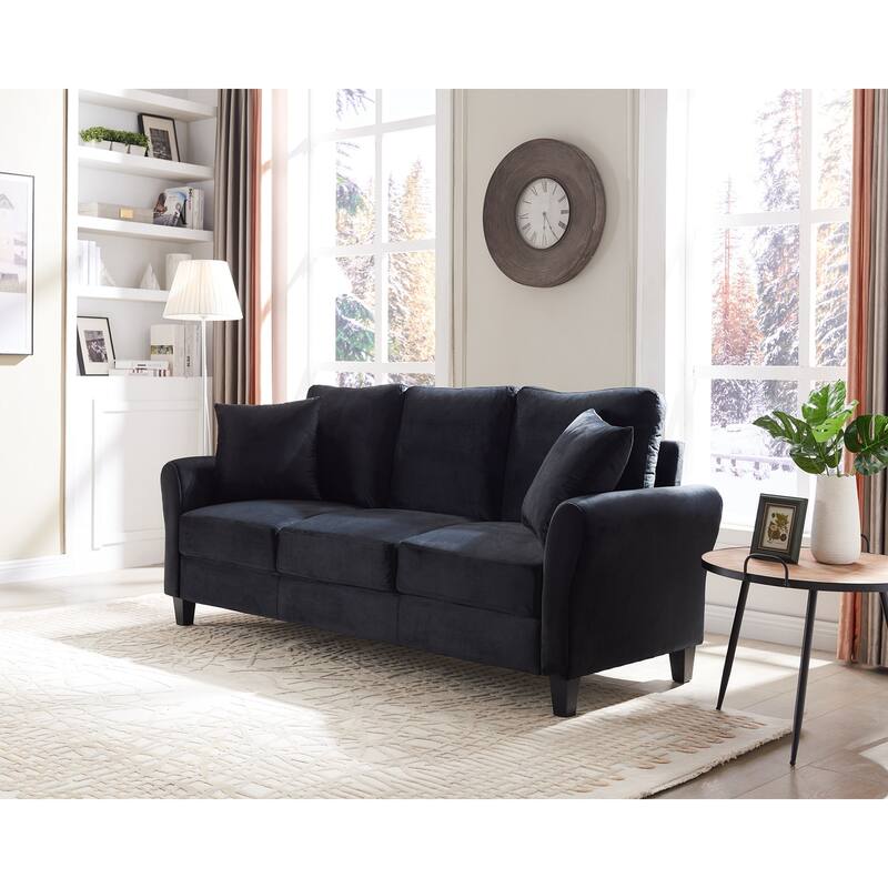 Velvet Couch with 2 Pillow Living Room Furniture 3 Seater Sofa