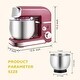 preview thumbnail 2 of 36, 3.2Qt Stand Mixer, 6-Speed Lightweight Kitchen Mixer with Whisk, Hook