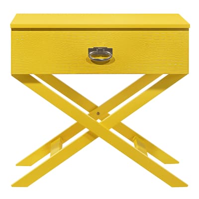 X-Frame Wooden Nightstand with Drawer - 27" - Yellow