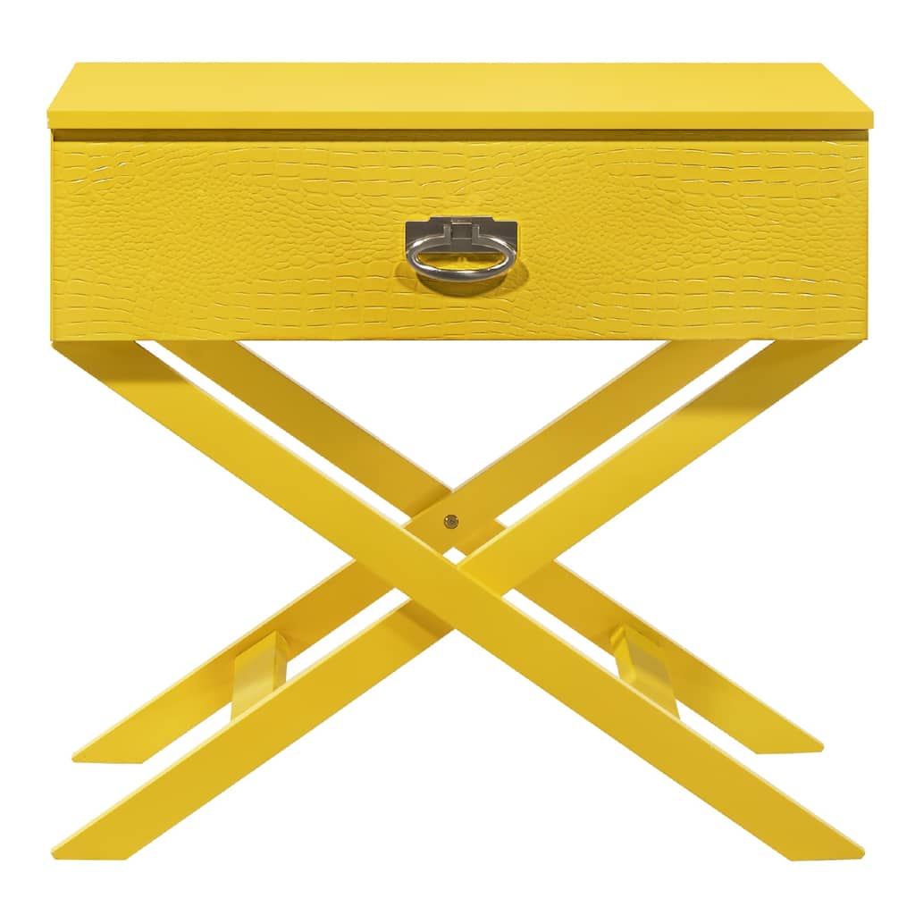 X-Frame Wooden Nightstand with Drawer - 27" - Yellow
