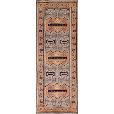 Geometric Orange Heriz Serapi Runner Rug Hand-knotted Wool Carpet - 2'8"x 7'11"