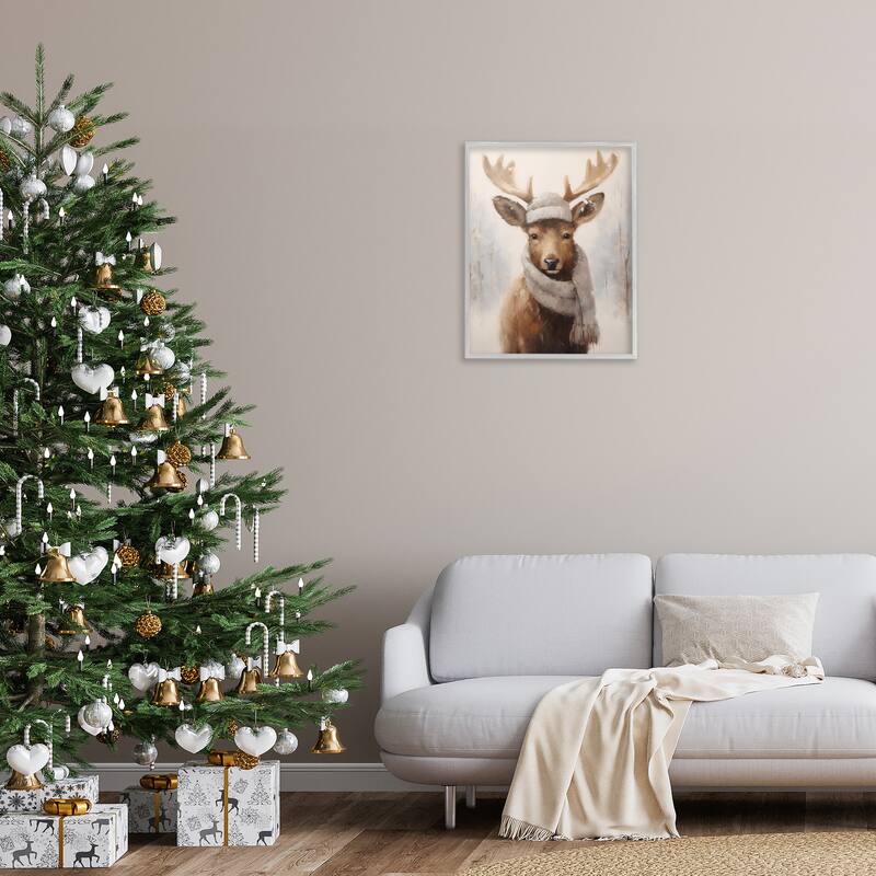 Stupell Cozy Winter Deer Fawn Framed Giclee Art Design By Arlington Prints