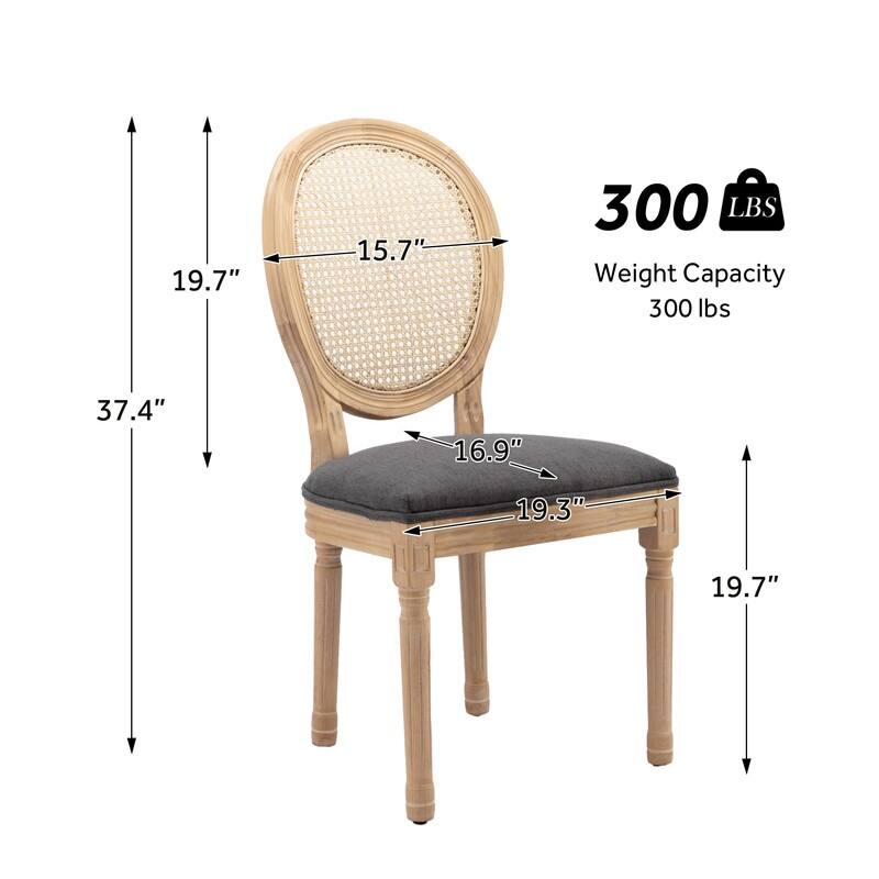 French Chair Dining Chair Solid Wood with Nailhead Trim Set of 2