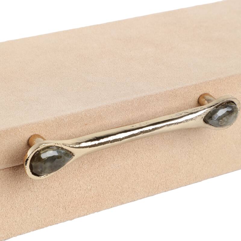 Gemstone Decorative Box with Sculptural Handle and Lid - 18", Tan - 18.0"