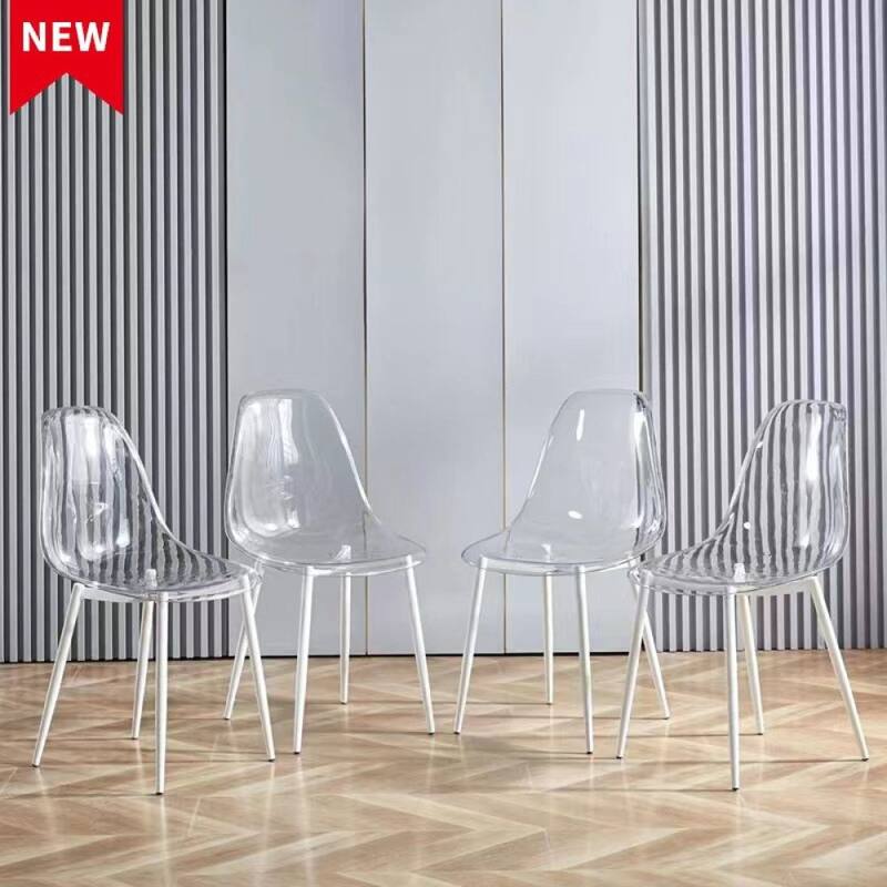 19.68 in.W Dining Chair Set of 4 Metal Leg Plastic Seat - Short - White - Set of 4