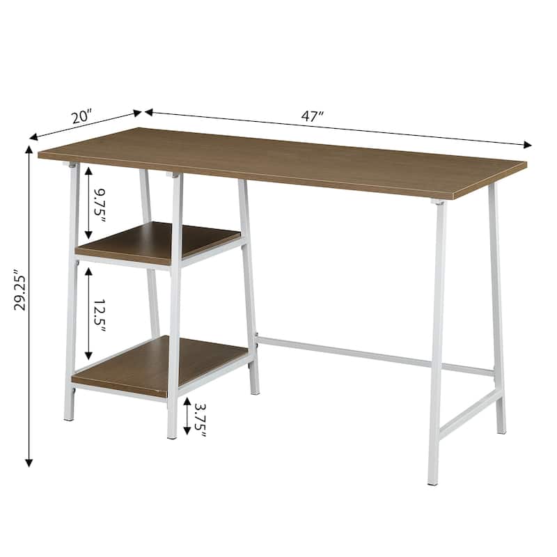 Convenience Concepts Designs2Go Trestle Wood Metal Desk with Removable Shelves