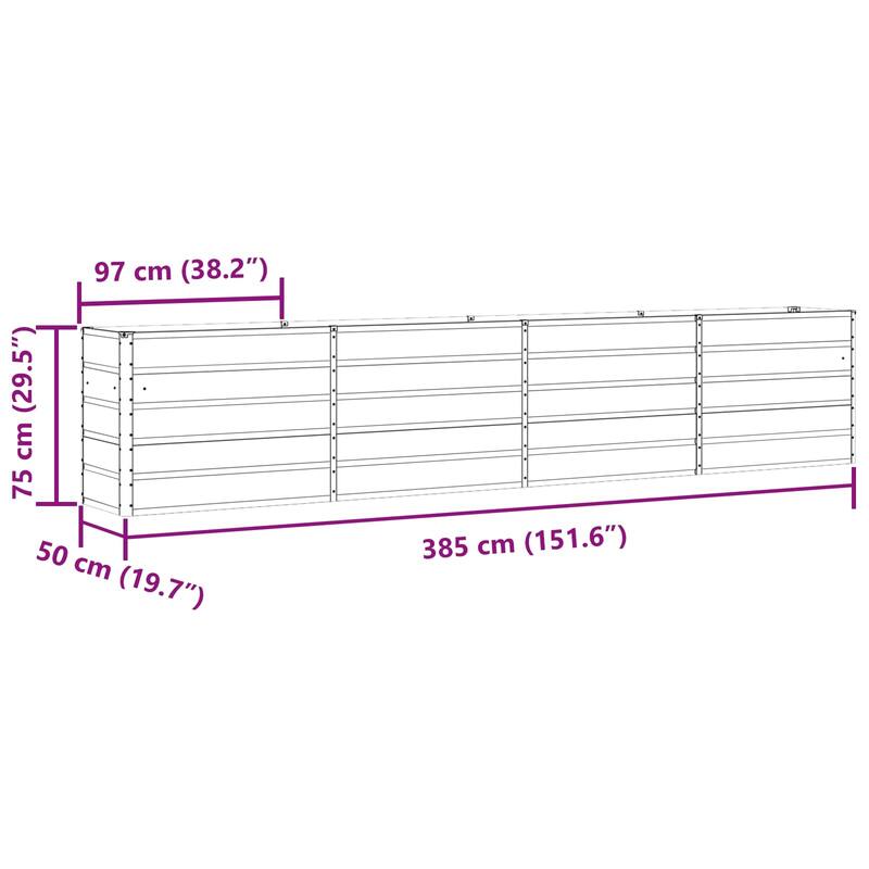 vidaXL Planter in Galvanised Steel - 39.37 x 19.69 x 17.72