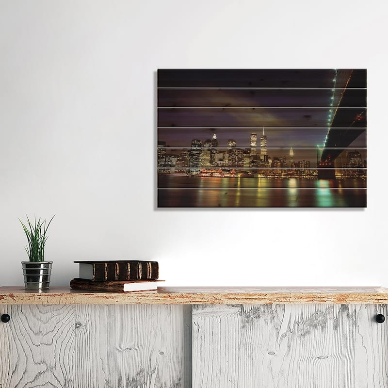 Downtown New York Print On Wood by Unknown Artist - Multi-Color