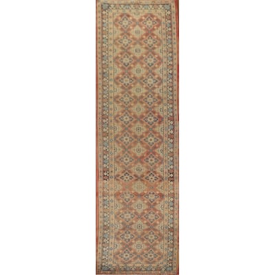 Traditional Hamedan Persian Vintage Runner Rug Handmade Wool Carpet - 2'10" x 12'2"