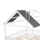 preview thumbnail 11 of 33, Full Size Wood House Bed with Fence, Playhouse Design for Kids, Sturdy Pine Construction, Customizable Decor